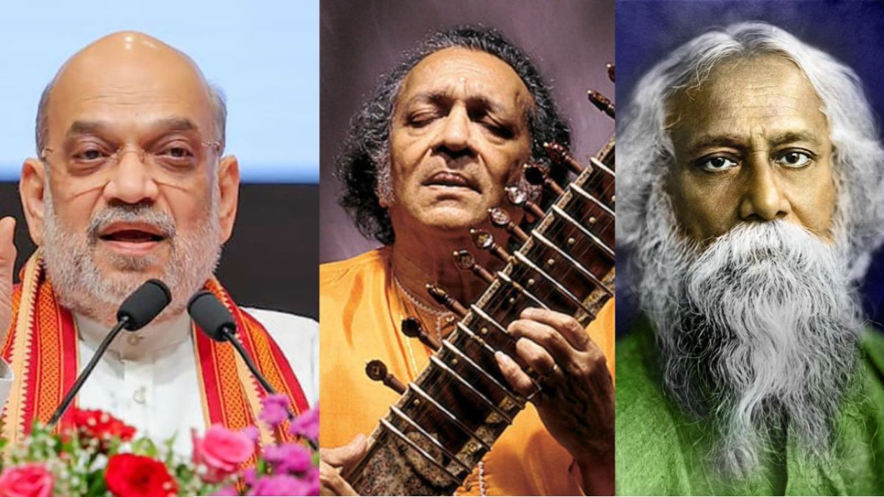 ফের বেফাঁস অমিত শাহ, কবিভূমে দাঁড়িয়েই 'রবীন্দ্রসঙ্গীত'কে বললেন 'রবিশঙ্কর'!