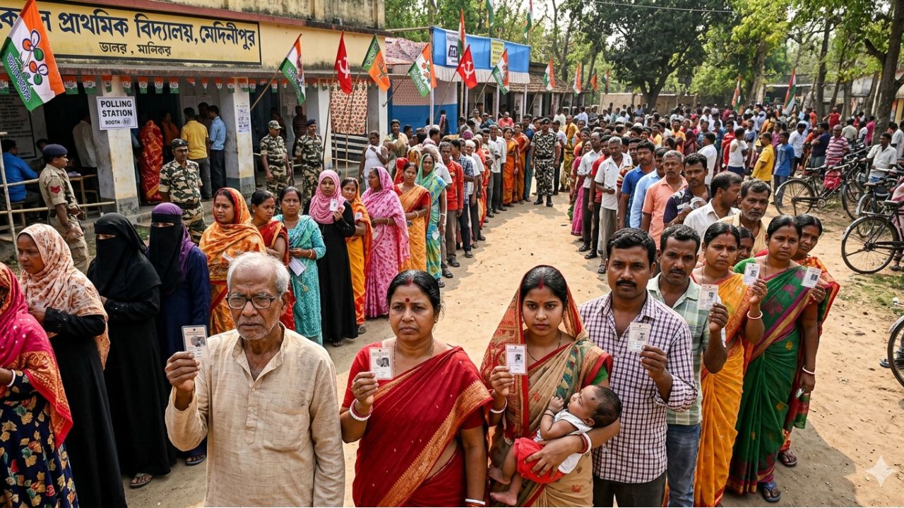 ভোটবঙ্গ ২০২৬: প্রথম দফার মহারণে উত্তপ্ত বাংলা, ইভিএম বিভ্রাট ও বিক্ষিপ্ত অশান্তির খবর