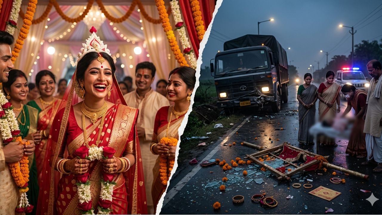 আনন্দের বিয়েবাড়ি নিমেষেই বিষাদপুরী! ট্রাকের ধাক্কায় প্রাণ গেল ২২ বছরের কনের