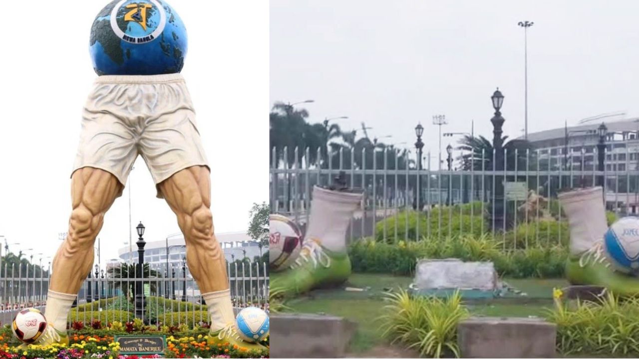 নবান্নে পদ্ম ফুটতেই যুবভারতীতেও বড় বদল! বিতর্কিত ‘কাটা পা’ ও বিশ্ববাংলা লোগোর ভাস্কর্য ভাঙল পূর্ত দফতর