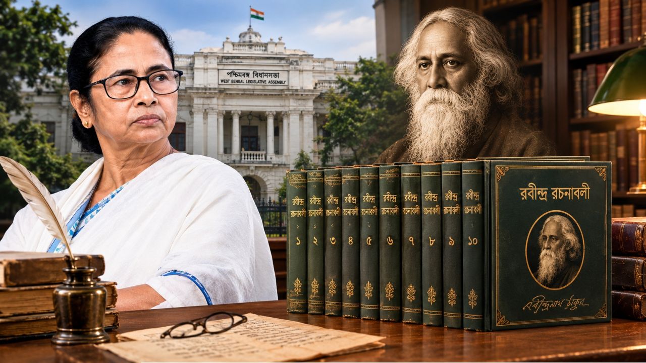 বিধানসভার লাইব্রেরি থেকে নেওয়া রবীন্দ্রনাথের ১৯টি বহুমূল্য বই ফেরাননি মমতা? শুভেন্দুর ঘরে আটকে রবীন্দ্র রচনাবলী!