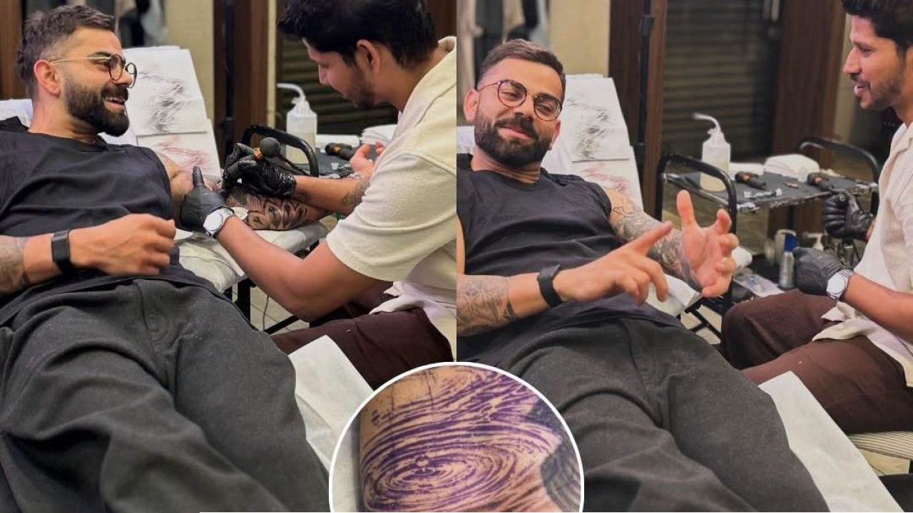 বাইসেপে জলের ঢেউ আর রহস্যময় ফুল! বাঁ হাতে কীসের নকশা আঁকালেন বিরাট কোহলি?